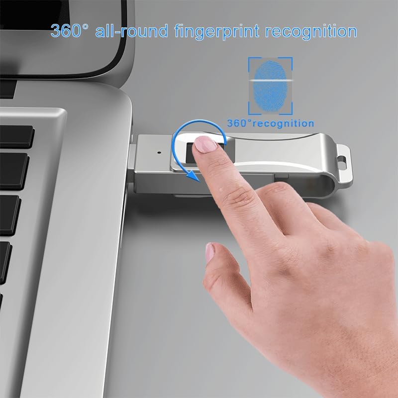 Rotary Case Fingerprint Fast Flash encryption, Designed for iOS Devices, for iPhone 15/15 pro/Android/MAC, Full Fingerprint 128G (64, GB)