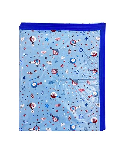 Image of EcoSoft Blue Helicopter Plastic Protector Sheet, Small Single, 90 x 135 cm, Waterproof, Soft, Machine Wash