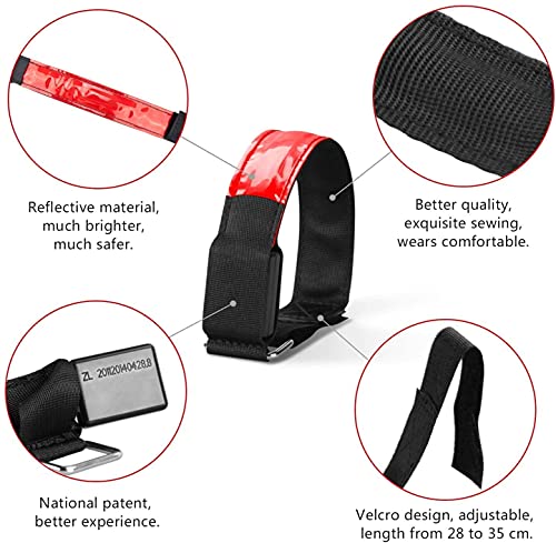 Brazalete LED rojo en pack de 4 pulseras de seguridad con luces intermitentes 5