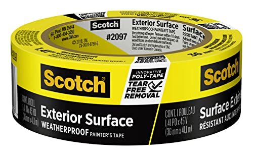 Scotch Exterior Painter's Tape, 1.41 in x 45 yd, Waterproof Masking Tape for Exterior Surfaces, Can Handle Wind, Rain, Humidity &amp; Direct Sunlight, Bonds Aggressively, 1 Roll (2097-36EC-XS)