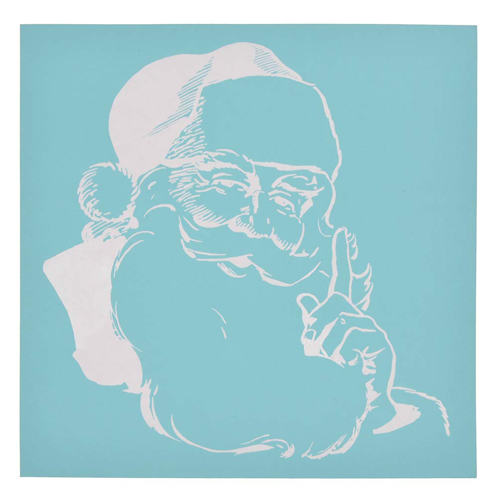 CHZIMADESelf-Adhesive Silk Screen Printing Stencil- Christmas Series Element Ornaments Reusable Sign Stencils Printing Mesh Transfers DIY Tool on Wood-Santa Claus