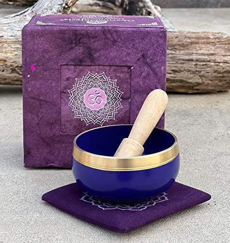 Tibetan Chakra Singing Bowls With Mallet and Cushion (Crown Chakra)