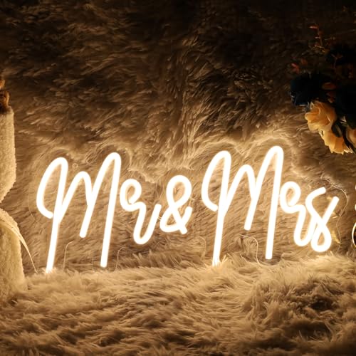 Mr and Mrs Neon Sign 17x7.2in USB Powered LED Wedding Decor Light