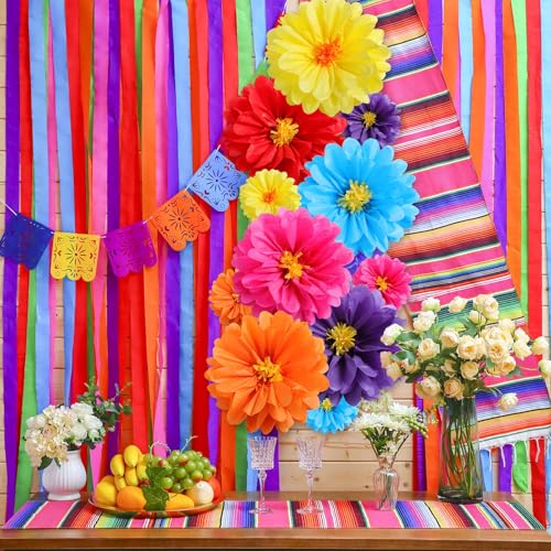 Image of Watersay 12 Pcs 10 inch 20 inch Large Tissue Paper Flowers, Fiesta Color