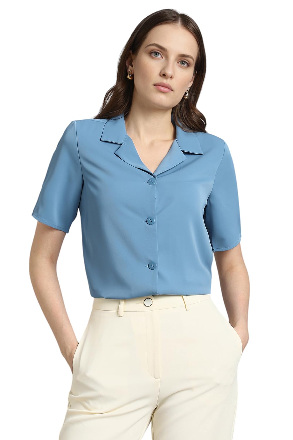 van heusen Women's Regular Fit Solid Half Sleeve Casual Shirt-picture-51