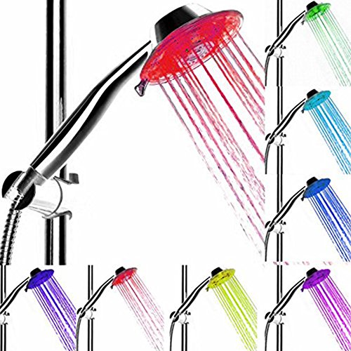 CONMING 7 couleurs LED Lights pommeau de douche automatique LED 2 modes pommeau de douche avec jet d'air LED Turbo pression-booster technologie de la buse pour la salle de bains