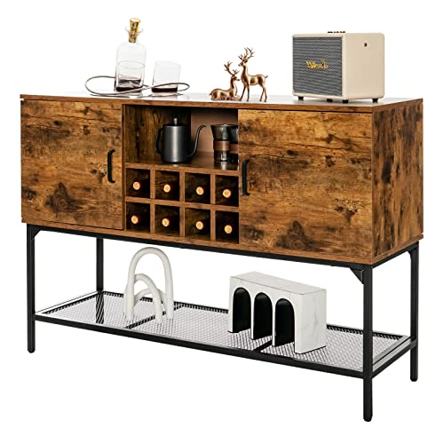 Armadietto Da Bar In Stile Rustico-Industriale - 91x73x33 Cm - Credenza Con Ripiani E Ante In Legno E Metallo - Per Cucina, Soggiorno, Corridoio - 4