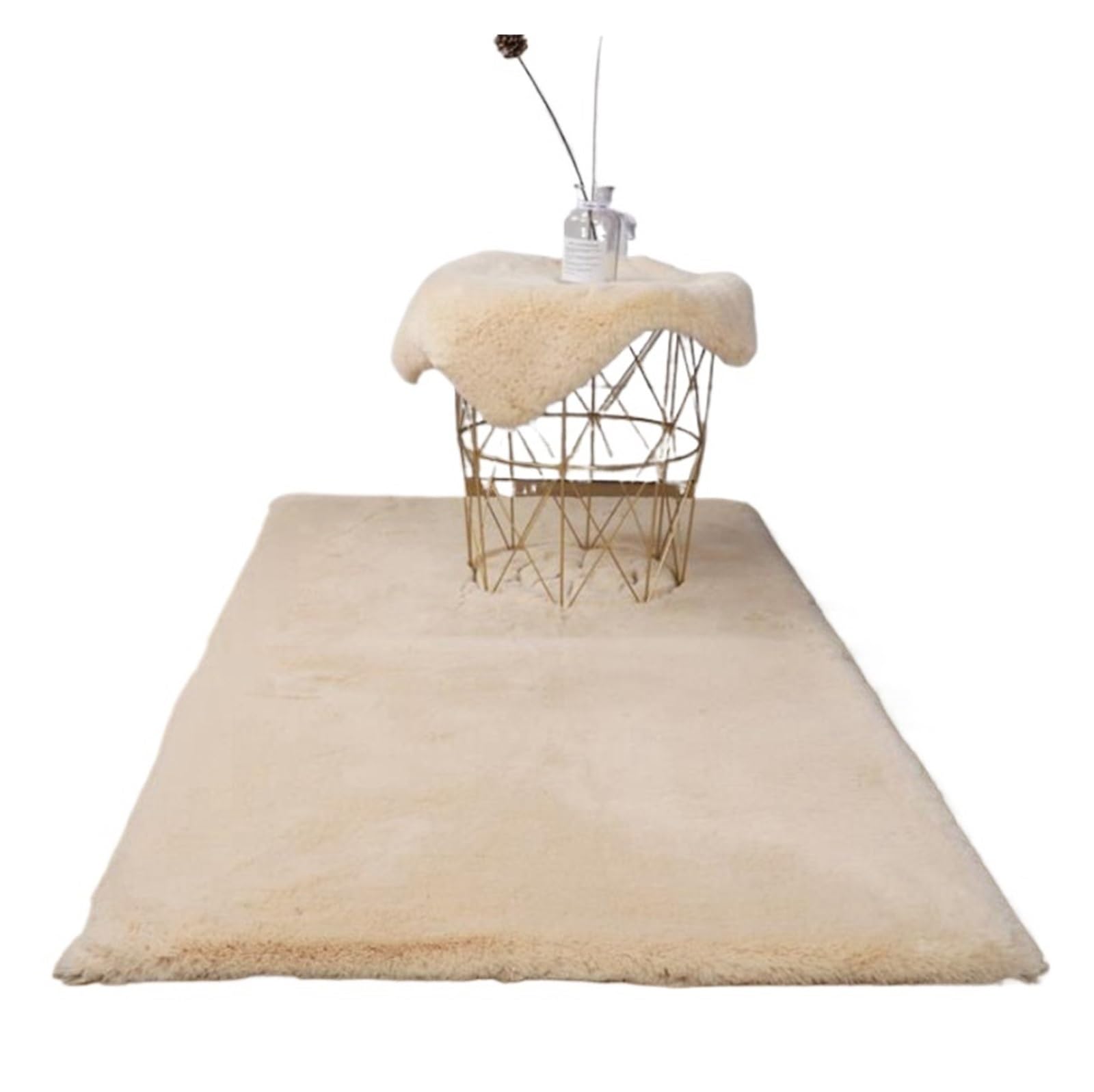 Tapis en peluche haut de gamme pour salon moderne et coussin de canapé beige 120x160
