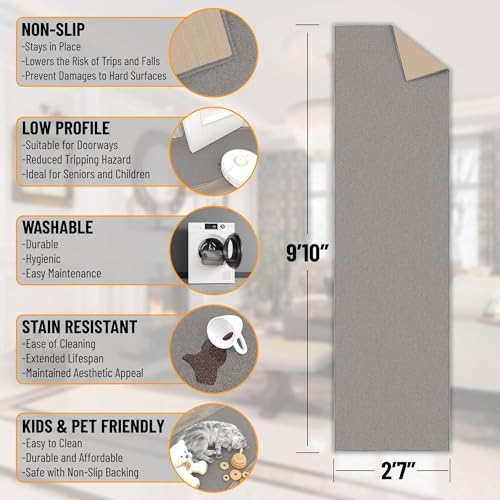 Ottomanson OTH8503-3X10 Machine Washable Modern Solid Design Non-Slip Rubberback 3X10 Traditional Runner Rug For Hallway, Kitchen thumb #1