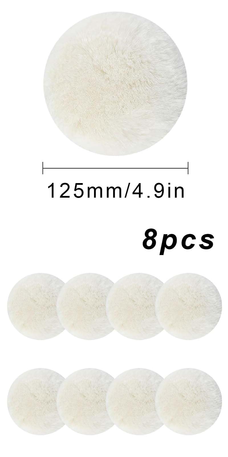 8 pezzi Tamponi Per Lucidatura, Tamponi Lucidatura Auto, Cuscinetti lucidanti, Lana auto tampone di lucidatura, kit tampone per lucidatura lana,Cuscinetti lucidanti da 125 mm, adatti per auto