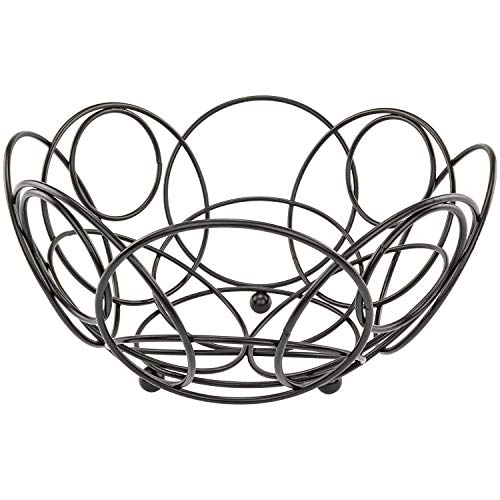 Image of Premium Metal Fruit Basket for Kitchen & Dining Table | Rust-Free Wire Fruit Bowl with Stable Base | Multipurpose Fruit & Vegetable Storage Basket - Black