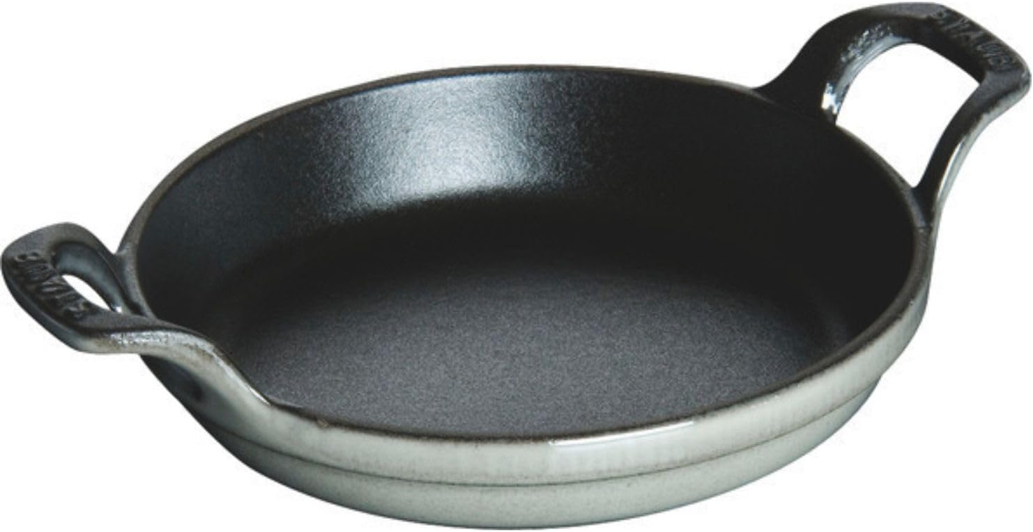 staub Dish 40509-342 Oval Stackable Dish, Black, 12.6 inches (32 cm), Enamel, Iron