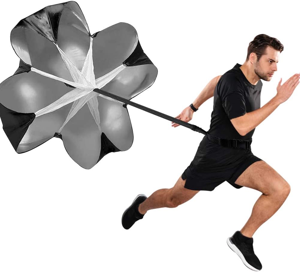 'KEYPOWER Running Speed Training 56'' Parachute with Adjustable Strap Speed Chute Resistance Running Parachute for Adults'