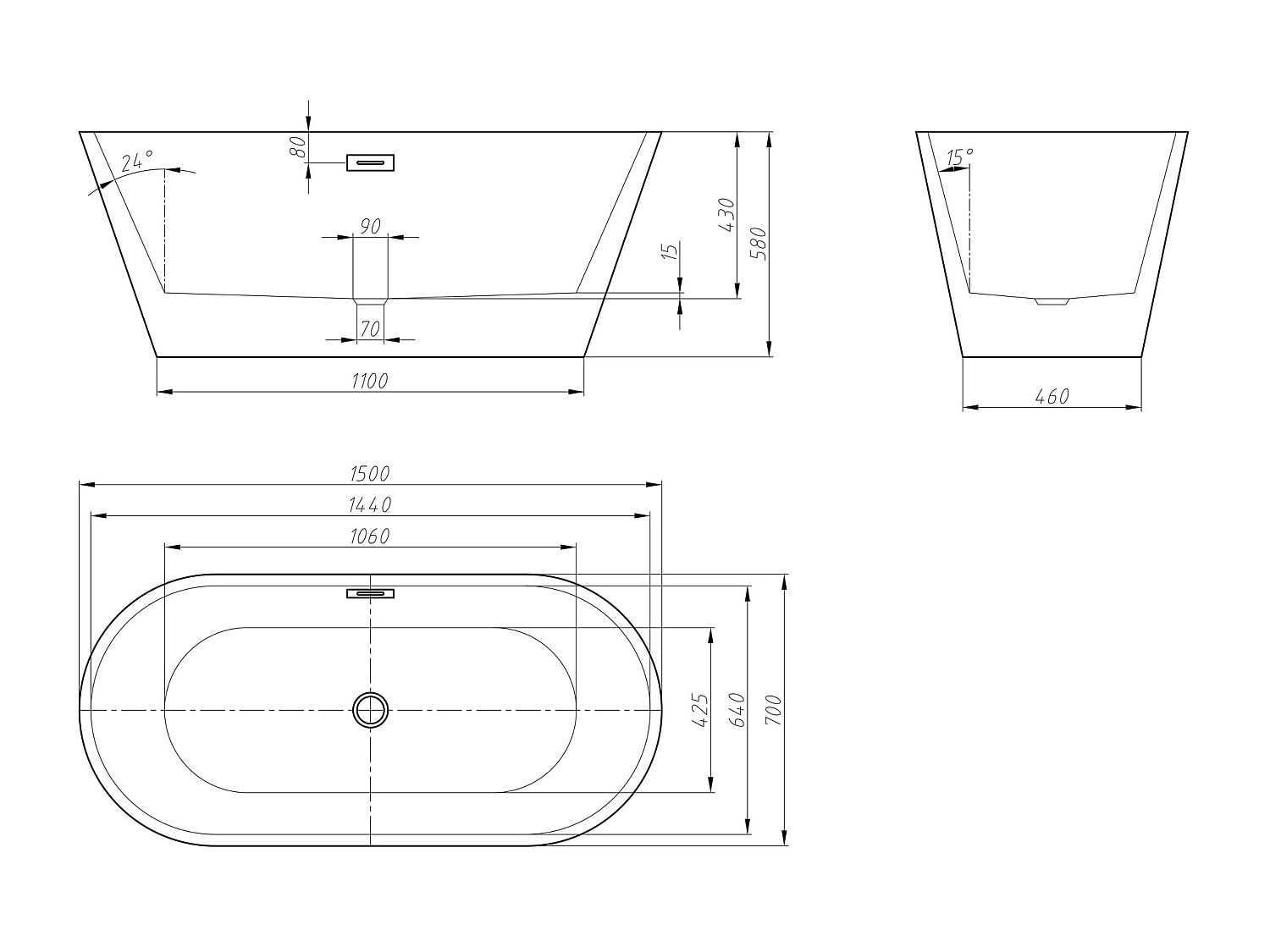 Vente-unique - BaÒera Designer Island - 201 L - 150 x 70 x 58 cm - Blanco - Twiggy