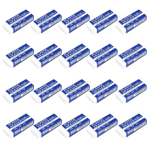20 PCS Gomme Blanche Classiques en Plastique, Gomme Mie de Pain, Accessoires Scolaires et de Bureau pour Dessin, Écriture et Croquis