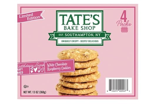 Tate's Bake Shop White Chocolate Raspberry Cookies, Limited Edition, 4