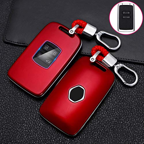 ZYHYCH Étui pour clé de Voiture en Fibre de Carbone, adapté pour Renault Koleos Kadjar Scenic Megane Sandero Couvercle de Protection à Distance sans clé, Rouge Cover