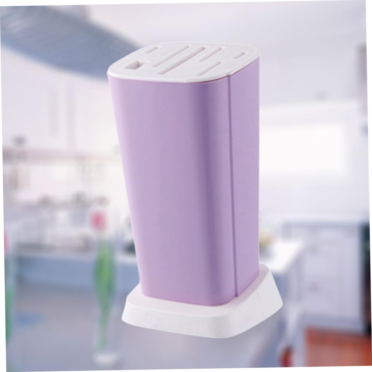 MOLUCKFU Magnetic Knife Holder Purple Kitchen Tools Storage Rack Sturdy Inserted Holder Rotatable for Easy Draining Purple