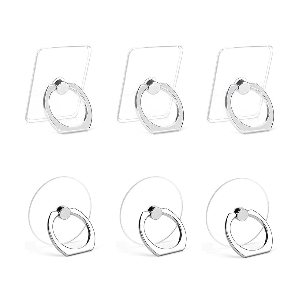 Lot De 6 Anneaux Support Téléphone Teaaha - Transparent, Rotation 360° - Compatible 4-8 Pouces