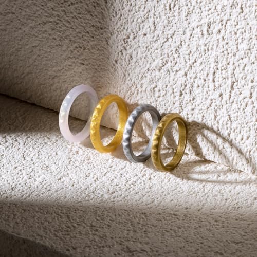 Image of Egnaro Silicone Wedding bands women:2.5mm Wide - 2mm Thick Gold and Silver Rubber Rings with Half Size,4-8 Variety Multipack
