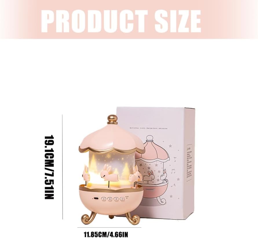 Star Projector Night Light with Music Box Shape 12 Dynamic Visual Themes Rechargeable Battery for Bedroom Decor