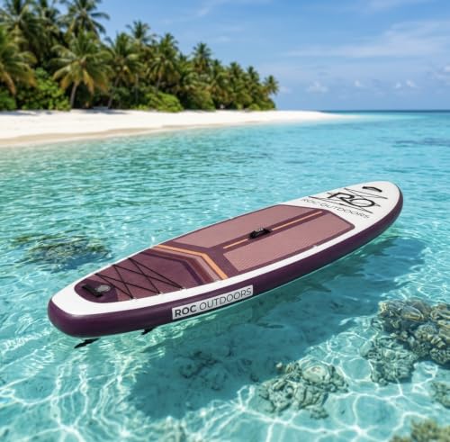 Image of Roc Inflatable Stand Up Paddle Board 10' 6 inch with Premium SUP Paddle Board Accessories, Wide Stable Design, Non-Slip Comfort Deck for Youth & Adults