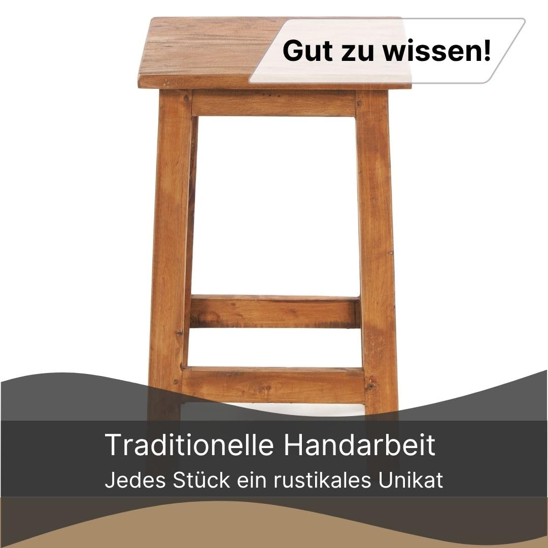 DESIGN DELIGHTS RUSTIKALER Holz SITZHOCKER Madero | 48x30x30 cm (HxBxT), Recyclingholz | Holzhocker | Farbe: 08 honigfarben gewachst