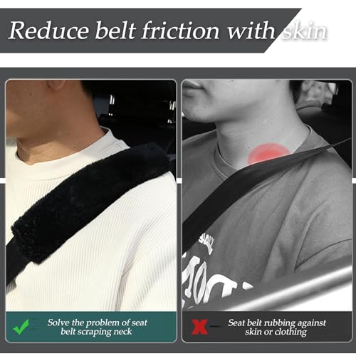 Image of JXJKMMN 4-Pack Soft Plush Seatbelt Covers for Kids,Carseat Shoulder Padding Car Stroller Strap Cover Driving Protection Strap Cover Seat Belt Cushions Pads for Boys Girls (Black)