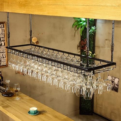 Étagère de plafond pour bouteille de vin avec support verre réglable