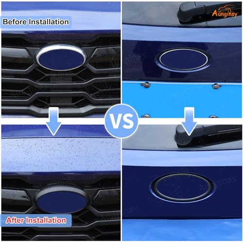 Image of Car Front Rear Emblems Ring Trim Cover Compatible with Subaru Crosstrek 2024 2025 Rear Trunk Tailgate Emblem Badge Logo Cover Front Hood Grille Circle Ring Center Logo Decorative Cover ABS Accessories