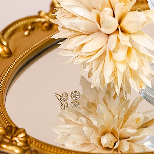 PAVOI 14K Gold Plated Sterling Silver Post Stud Earrings for Women | Pave CZ Mini Disc | Gold Earrings for Women3