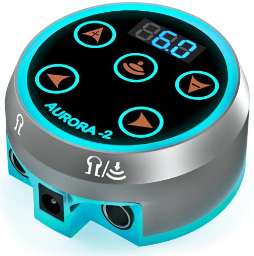 Aurora II Professional Tattoo Machine Power Supply- Touchscreen, Digital Display & Color LEDs (Silver)