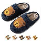 [slefancy] スリッパ 冬 室内履き ルームシューズ 暖かい 履き ふわふわ 滑り止め 静音 歩きやすい 柔らかい 衛生 洗える 男性と女性ができる 可愛い カップル（紺色）
