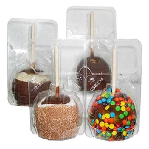 Clear Candy Apple Containers- 20 Pcs Bubble Candy Apple Boxes- Large Candy Apple Container Boxes- Plus 20 Bamboo Candy and Caramel Apple Sticks Wood Skewer- Great for Standard and Large Size Apples