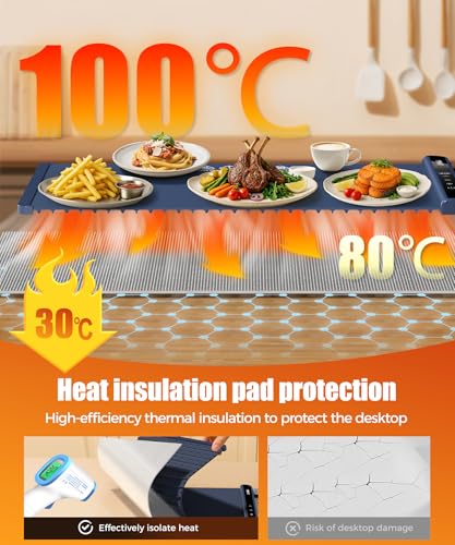 Food Warming Mat with Heat-Resistant Pad, 26X15 Inch,&hellip;