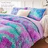 PERFEMET Fuzzy Girls Twin Comforter Set 3 Pieces Colorful Purple and Teal Faux Fur Fluffy Bedding for Kids Teens Ultra Soft Warm Tie Dye Velvet Plush Shaggy Bed Comforter Sets(Purple Teal, Twin) #3