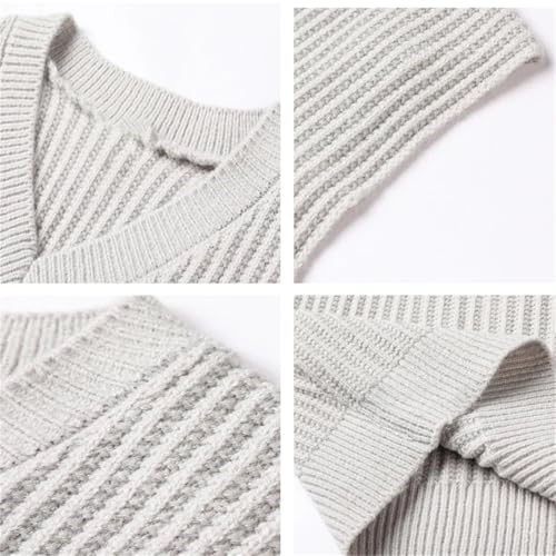 Dcvmvmn Men's Autumn Winter Casual Sweater Vest Men's Solid Color V-Neck Sleeveless Top Fashion Slim Retro Vest3