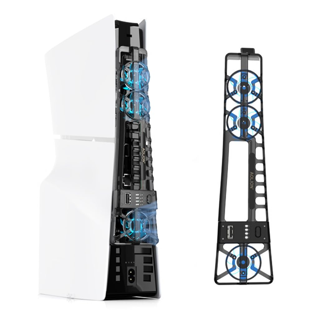 HASTHIP® Cooling Fan for for PS5 Pro/PS5 Slim,LED Cooling Fan PS5 Pro with 3 Levels Adjustable Air Speed,LED Light USB Port Automatic Temperature Detection Pro/PS5 Slim Accessories Toy Review India (Iknoor World )