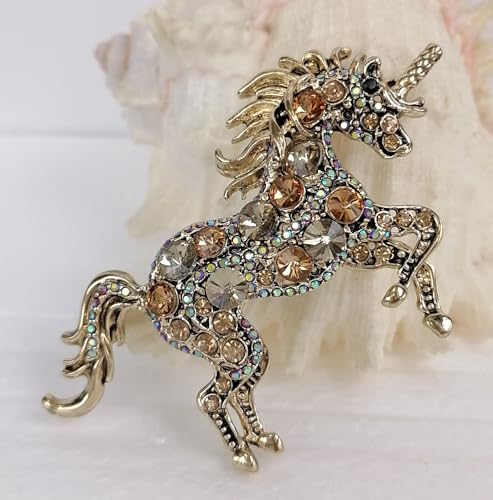 Image of Unique Animal Unicorn Horse Brooch Pin Pendant Austrian Crystal BZ6172