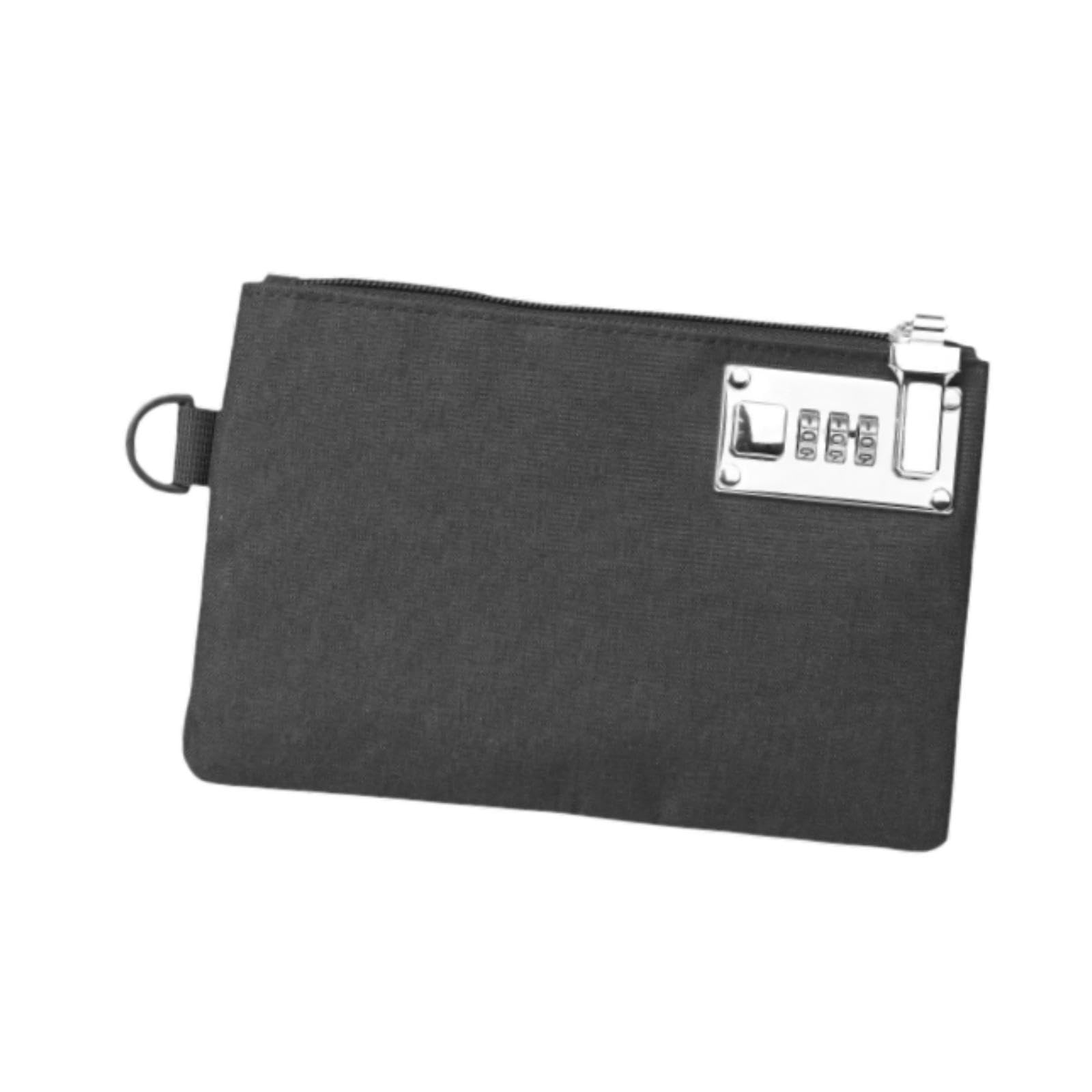 perfeclan Lockable Money Purse Locking Bank Bag Small Items Storage Bag Money Pouch for Credit Cards, Black