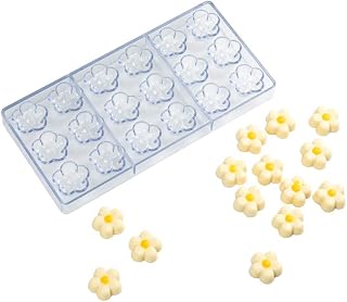 Restaurantware-Pastry Tek 10.8 x 5.3 Inch Plastic Flower Mold, 1 Flower Candy Mold - 18 Cavities, Freezer-Safe, Clear Polycarbonate Chocolate Tray, Easy Release, Food Grade