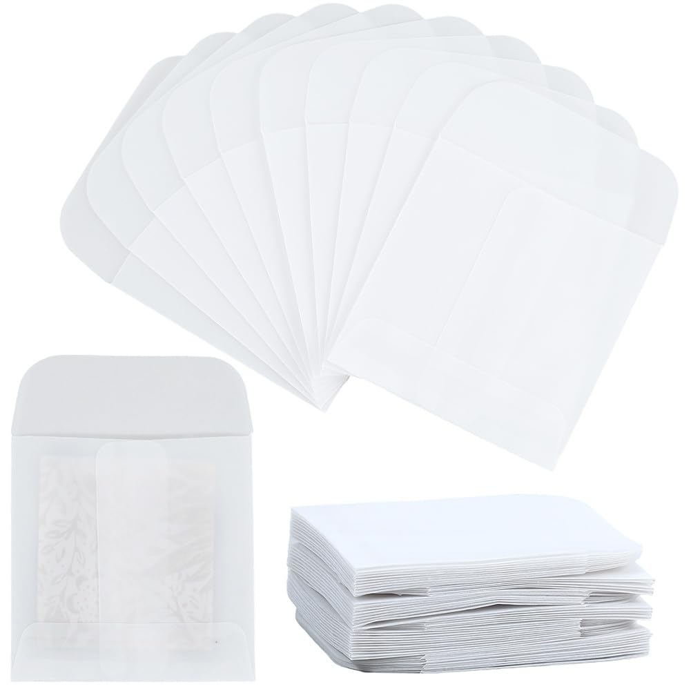 SOFPLATE 100 Pack Wax Paper Bags Small White Flat Small Glassine Paper Bags