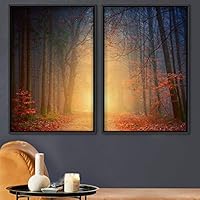 2 Piece Framed Canvas Wall Art Sunset in The Trees Canvas Prints Home Artwork Decoration for Living Room,Bedroom - 16