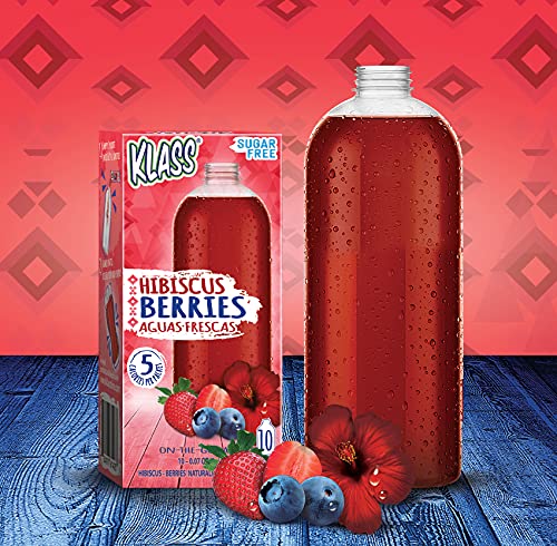 Klass Aguas Frescas, Hibiscus Berries - Stick Pack - Klass on the Go - (12 boxes, 120 sticks packs) - Makes 120 Delicious flavored water beverages - Thumbnail 7