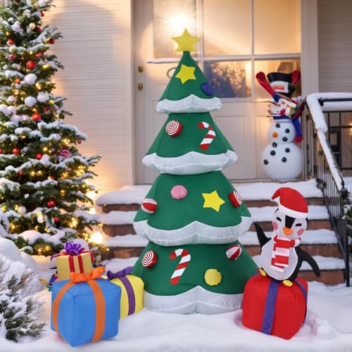 Sapin de Noël gonflable 1m80 avec LED intégrées pour décoration extérieure de jardin