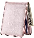 Mens Slim Front Pocket Wallet ID Window Card Case with RFID Blocking - Rose Gold