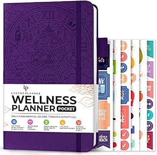 Legend Wellness Planner & Food Journal  Daily Diet, Health & Fitness Journal with Exercise & Weight Loss Trackers  Lifestyle, Nutrition & Workout Diary  Lasts 6 Months, Pocket Size - Black