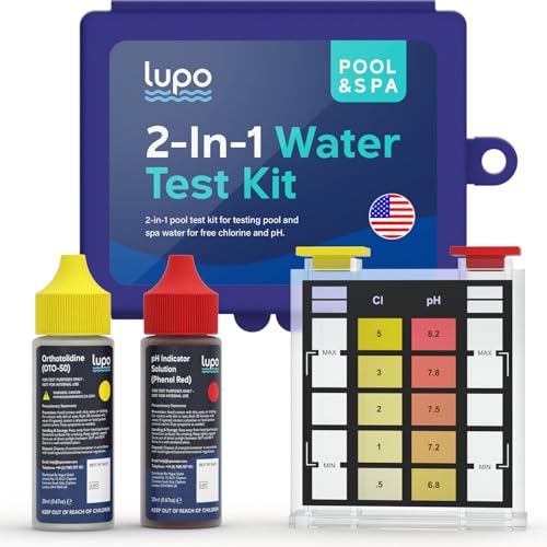 LUPO 2-In-1 Pool Test Kit | Pool Testing Kit For Residential Swimming Pools & Spas For Testing Free Chlorine & pH | Pool Chemical Test For Quick & Accurate At-Home Pool Water Testing