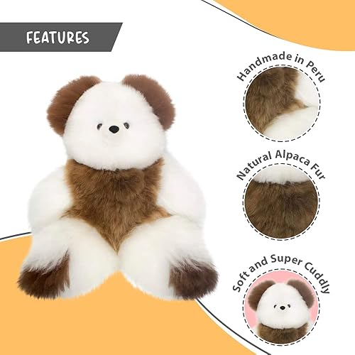 Miniatura 9 de Oso de peluche de alpaca suave y tierno, 9 pulgadas, animal de peluche de alpaca premium hecho a mano en piel auténtica de Alpaka. Lindo oso (9