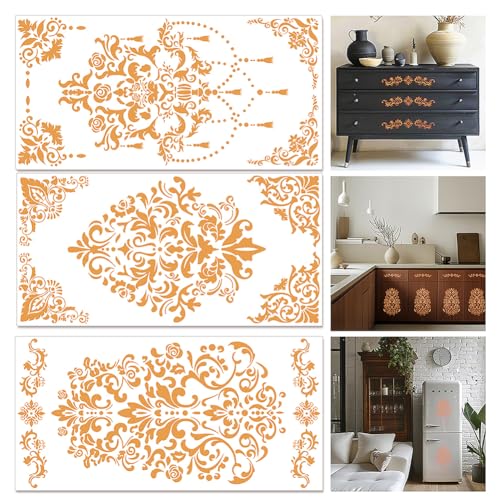 beinkmake 3 calcomanías de flores vintage para muebles, calcomanías de pared para baño, calcomanías de pared para despegar y pegar para guardería, dormitorio, sala de estar, decoración de gabinetes